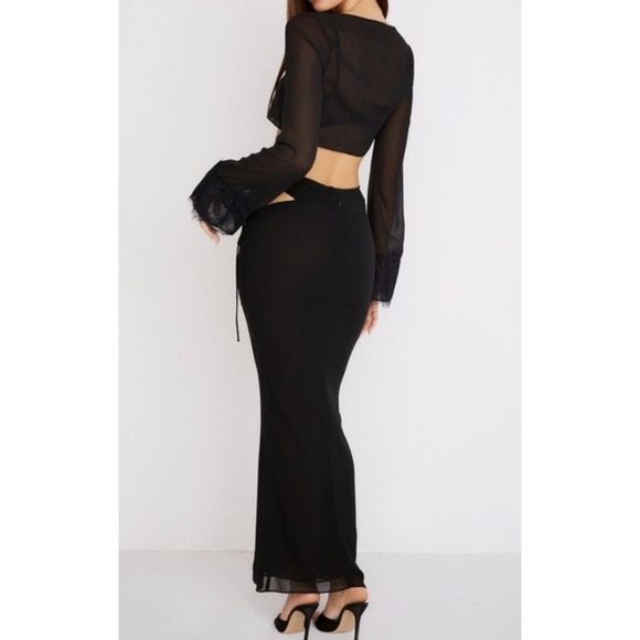 NWT HOUSE OF CB Madeline Maxi Skirt Black L Large - Picture 3 of 9